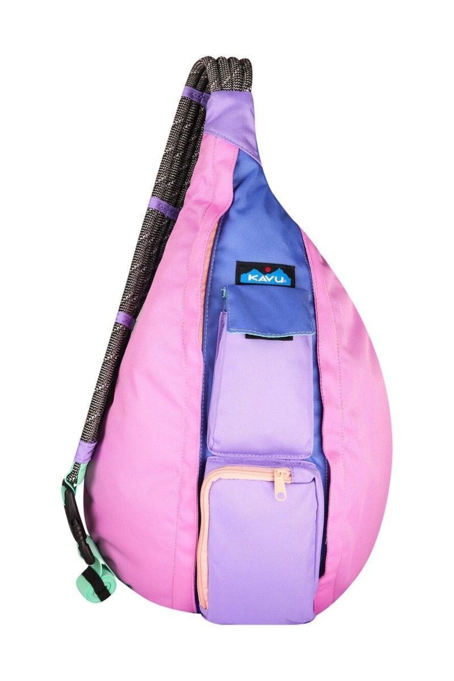 Kavu Pink Purple Spring Waterproof Rope Sling Bag